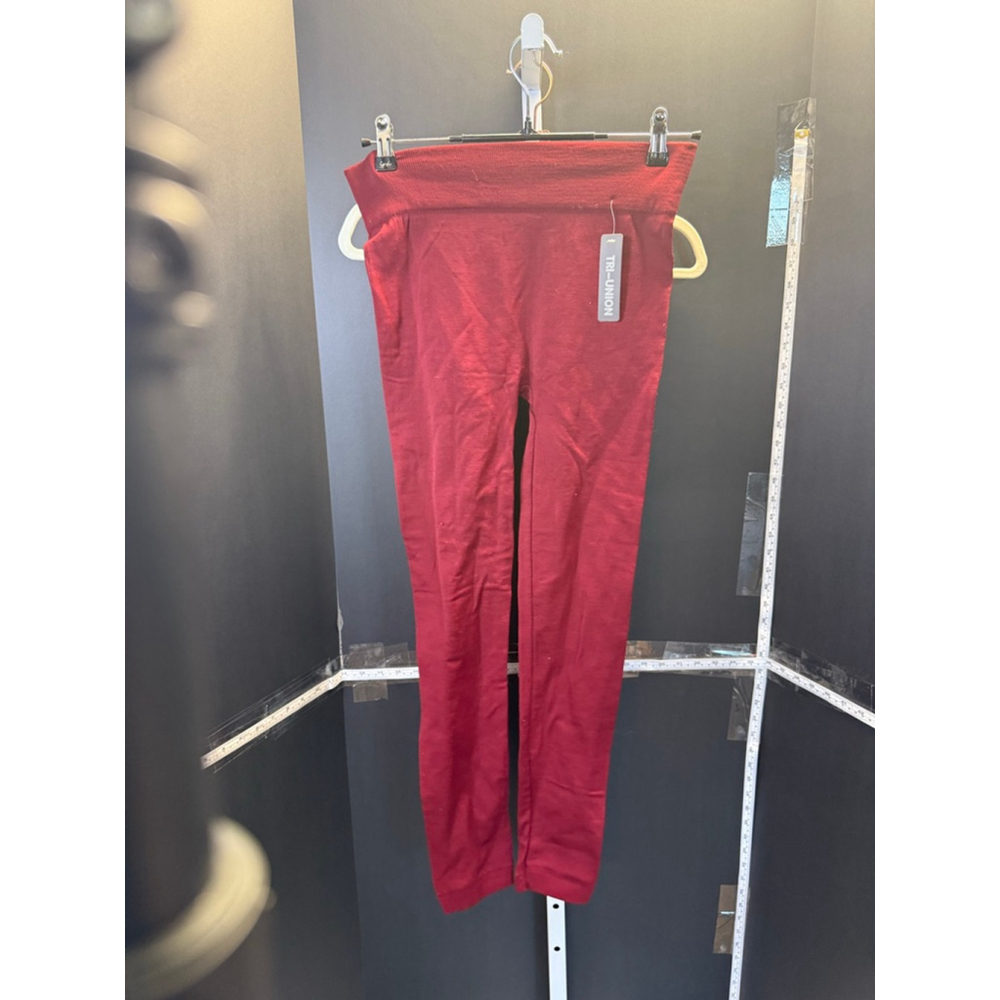 Women's TRI-UNION Burgundy Ribbed High-Waist Leggings - Picture 2 of 3